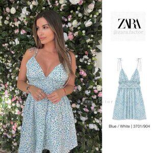 Zara Floral Print Linen Blend Mini Dress - XS - NWT